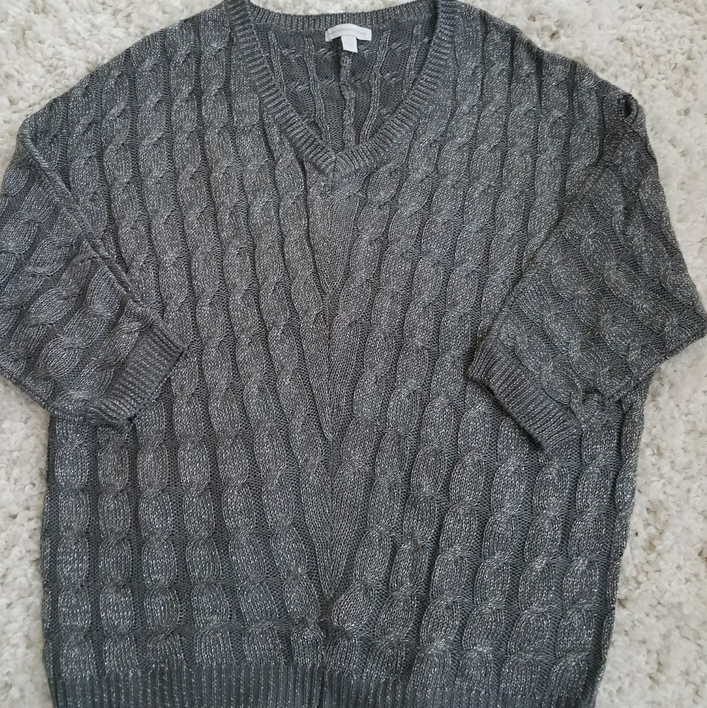 New York & Company/Cable Knit Silver‎ Sweater- SEO
